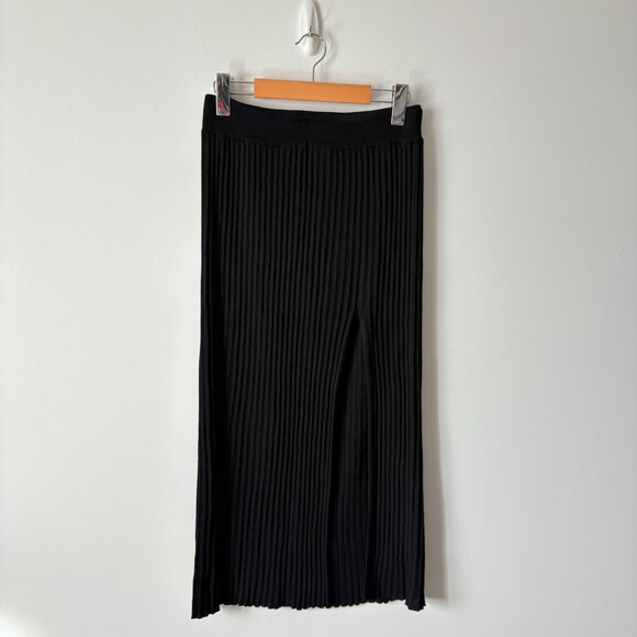 Aritzia Wilfred Zeta Ribbed Midi Skirt with Slit Black Size Small - Picture 2 of 4